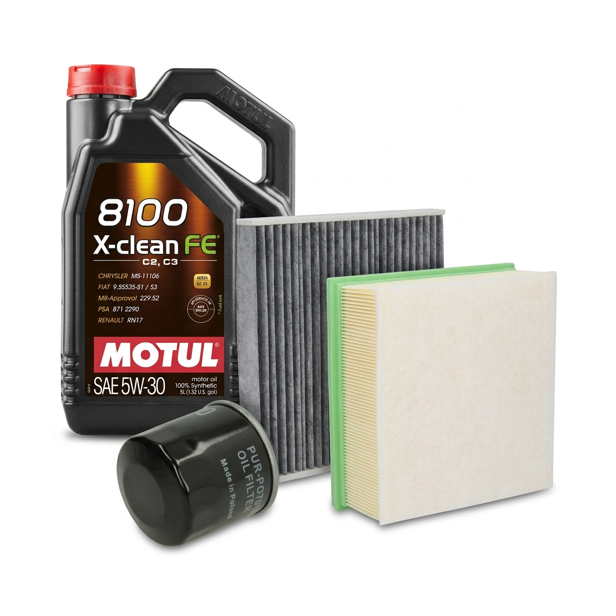 Kit revizie ulei Motul 8100 X-CLEAN FE 5W-30 + filtre Renault Talisman LP 1.8 TCe 225 224 CP – PURRO