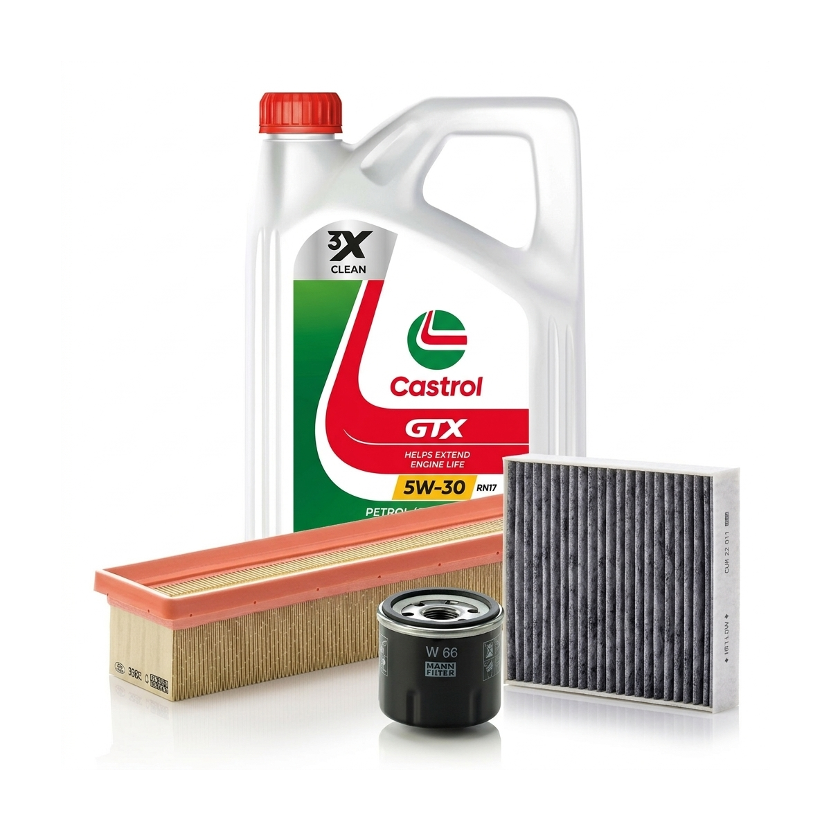 Kit revizie ulei Castrol GTX 5W-30 RN17 + filtre Renault Clio 4 1.2 LPG 72 CP – MANN