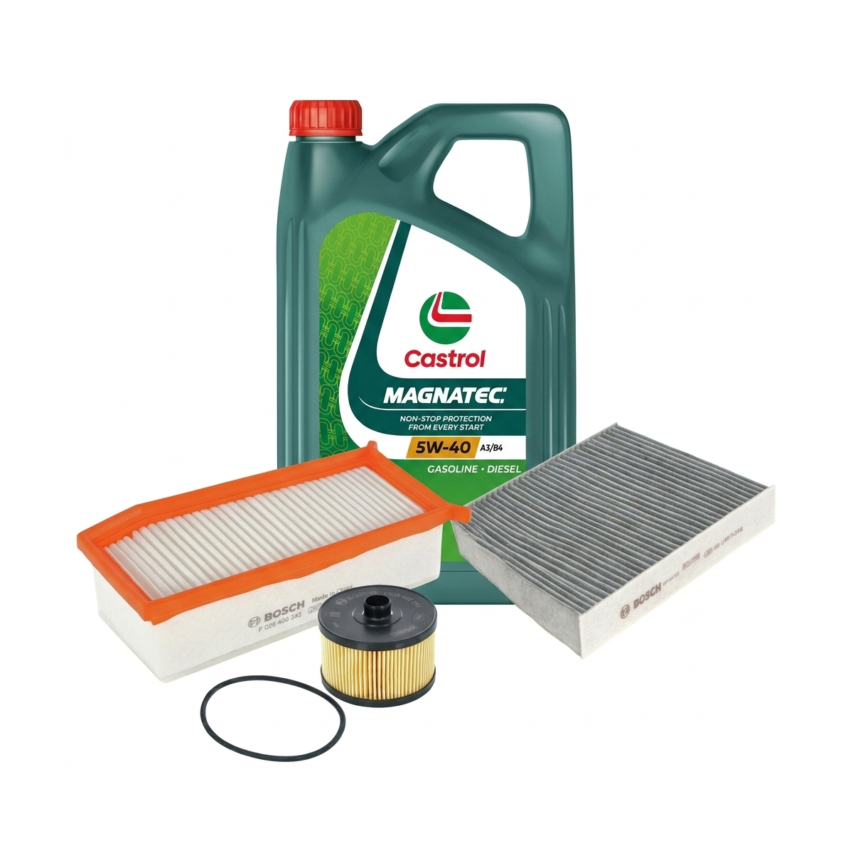Kit revizie ulei Castrol MAGNATEC 5W-40 + filtre Renault Clio 4 0.9 TCe 75 76 CP – Bosch