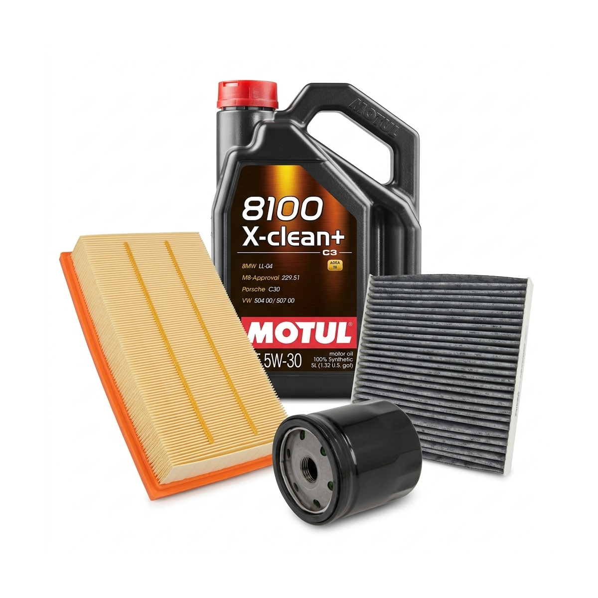 Kit revizie ulei Motul 8100 X-CLEAN+ 5W-30 + filtre VW Golf 7 1.5 TGI 130 CP – PURRO