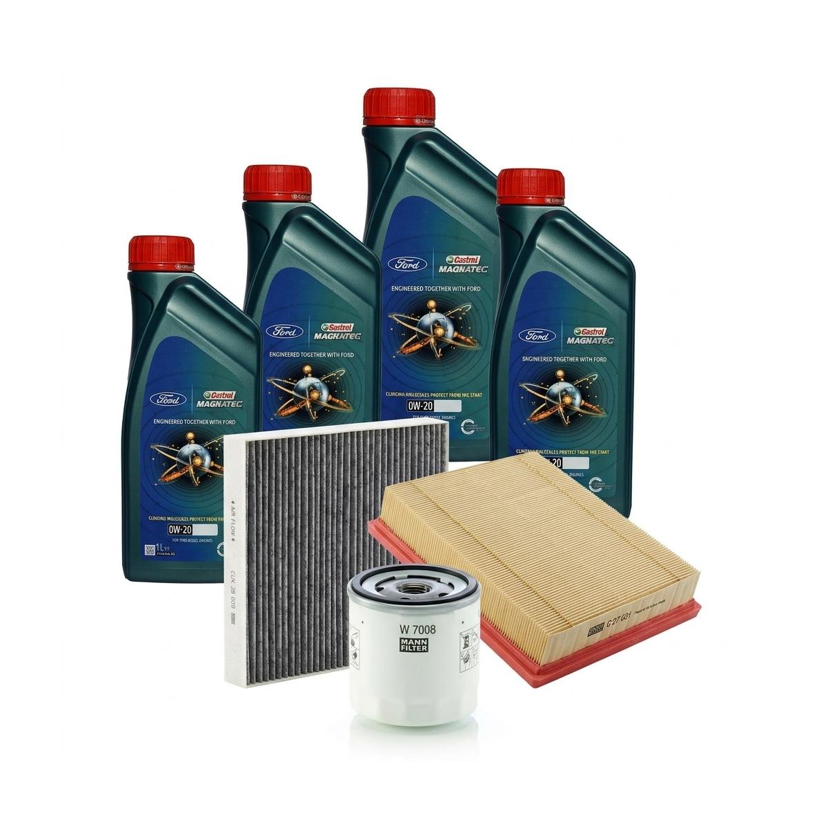 Kit revizie ulei Castrol Magnatec Professional Ford 0W-20 + filtre Ford Focus 4 1.5 Ti-VCT 123 CP – MANN