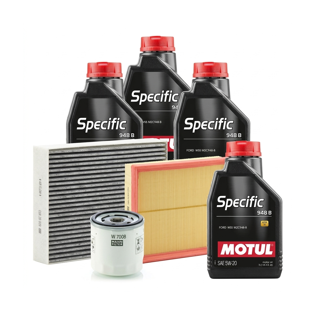 Kit revizie ulei Motul SPECIFIC 948B 5W-20 + filtre Ford Focus 4 1.5 Ti-VCT 123 CP – MANN