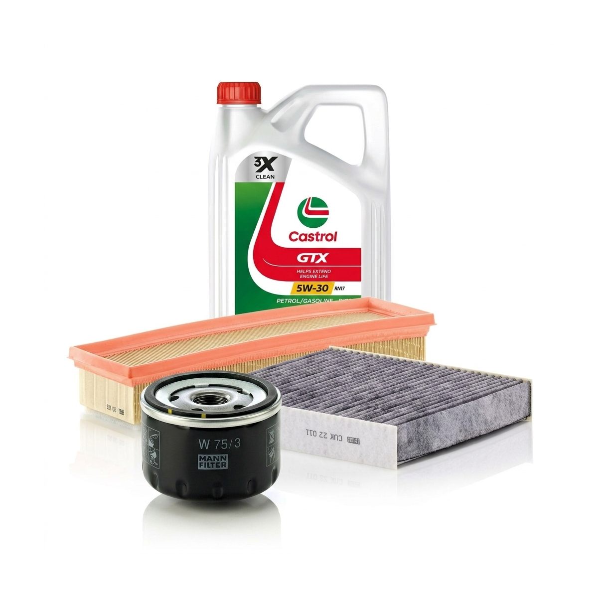 Kit revizie ulei Castrol GTX 5W-30 RN17 + filtre Dacia Logan 2 1.6 86 CP – MANN