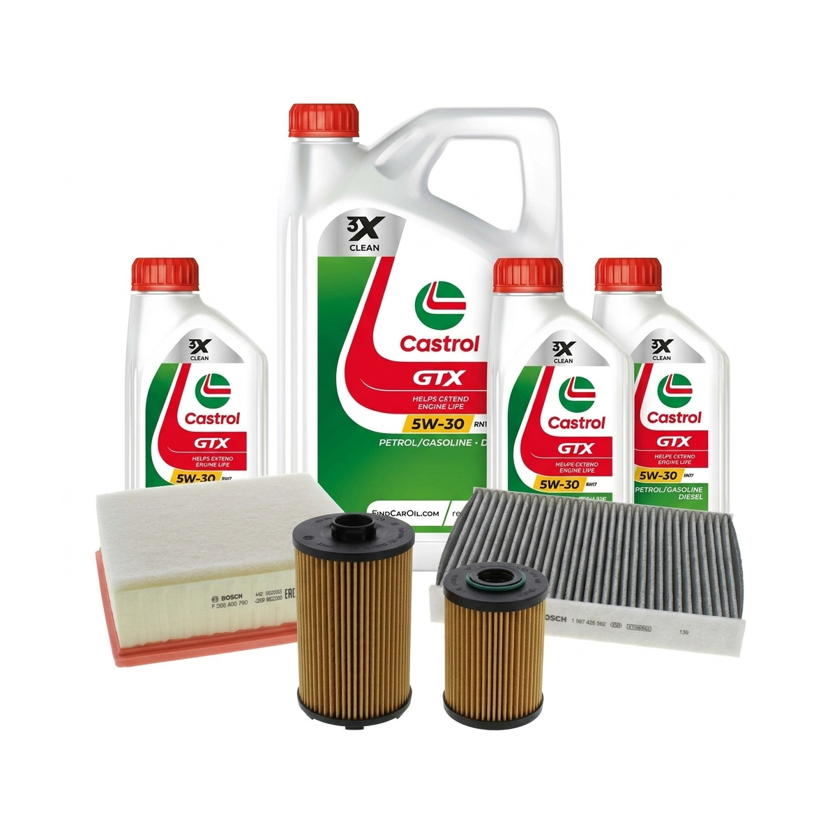 Kit revizie ulei Castrol GTX 5W-30 RN17 + filtre Renault Talisman LP 2.0 Blue dCi 200 – Bosch