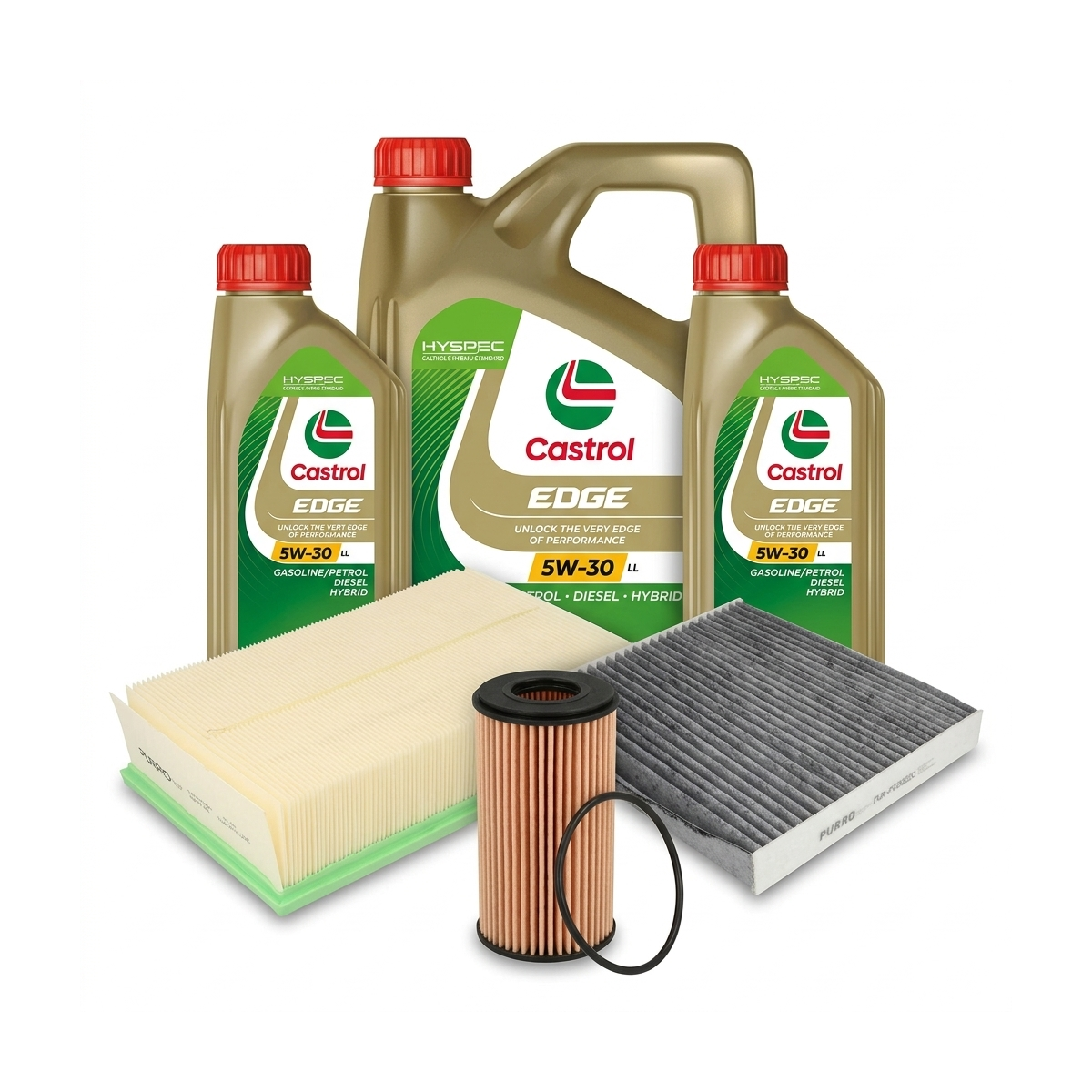 Kit revizie ulei Castrol EDGE 5W-30 LL + filtre VW Tiguan AD1/AX1 2.0 TSI 4motion 230 CP – PURRO