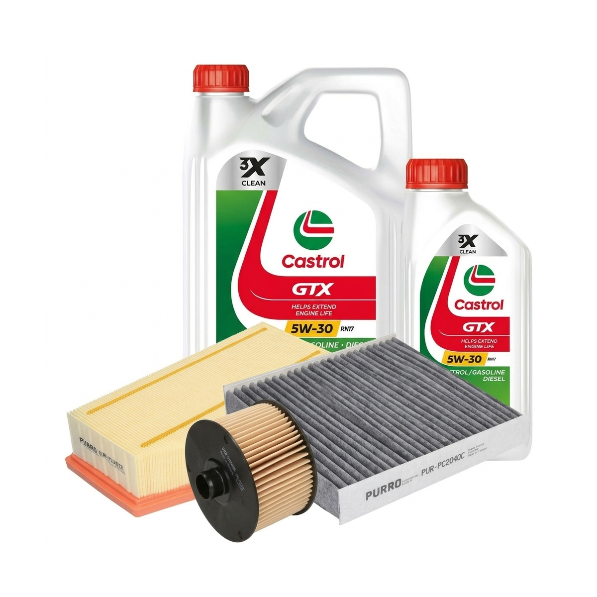 Kit revizie ulei Castrol GTX 5W-30 RN17 + filtre Dacia Duster HM 1.3 TCe 130 131 CP – PURRO