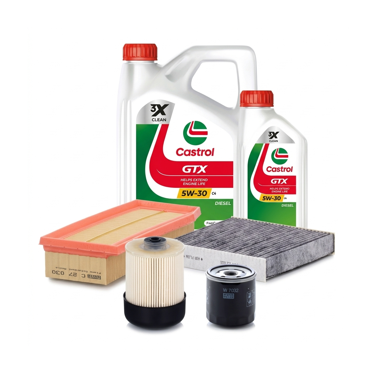 Kit revizie ulei Castrol GTX 5W-30 C4 + filtre Renault Clio 4 1.5 dCi – MANN