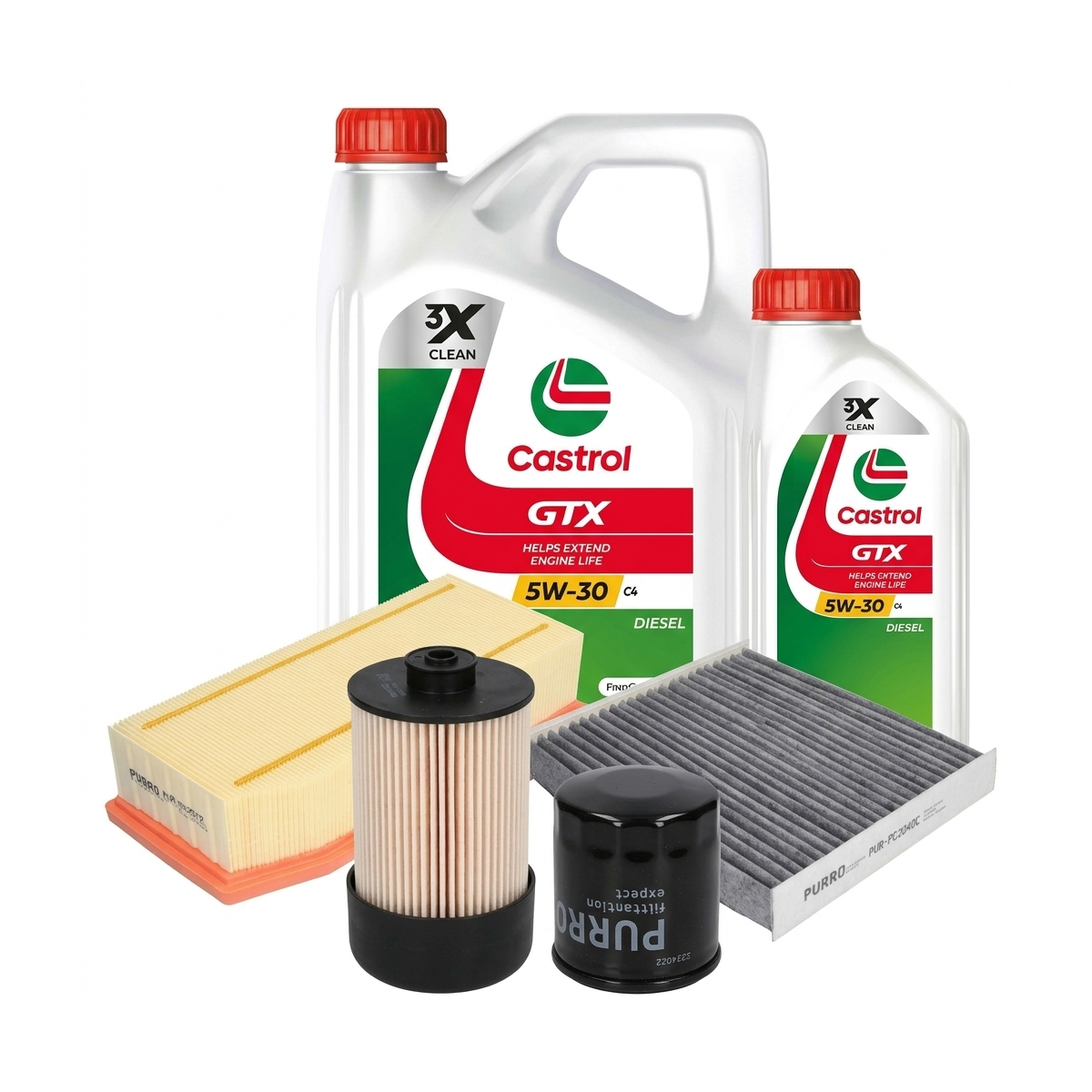 Kit revizie ulei Castrol GTX 5W-30 C4 + filtre Renault Clio 4 1.5 dCi – PURRO