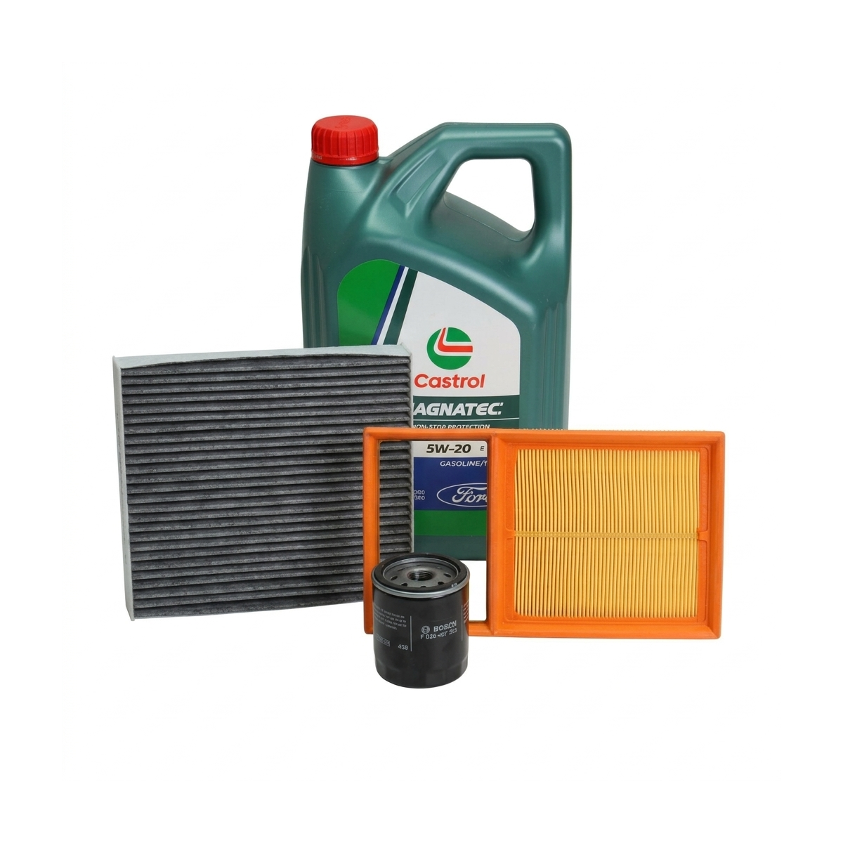 Kit revizie ulei Castrol Magnatec Professional Ford 5W-20 + filtre Ford Mondeo 5 2.0 Hybrid 188 CP – Bosch