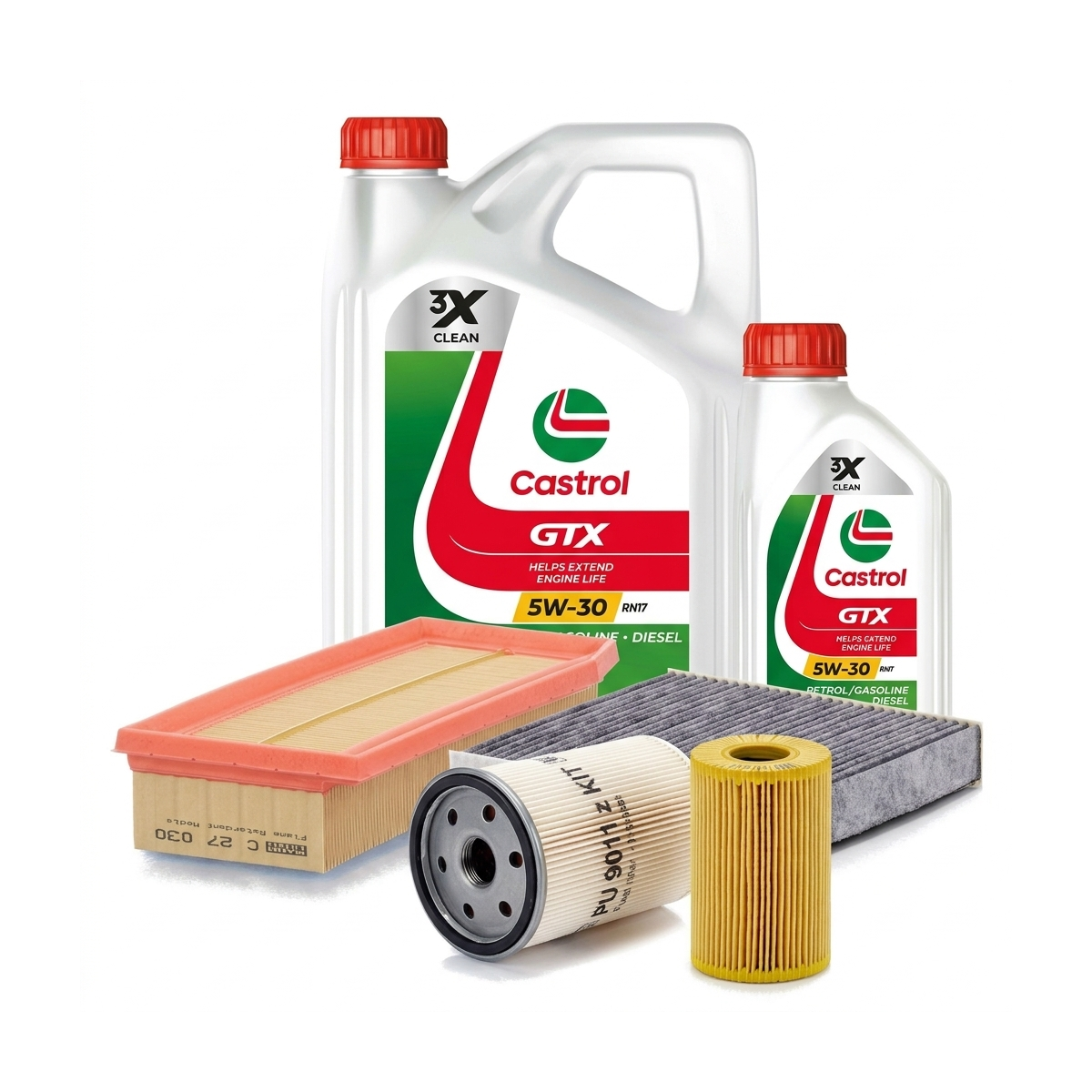 Kit revizie ulei Castrol GTX 5W-30 RN17 + filtre Dacia Logan 2 1.5 Blue dCi 95 CP – MANN