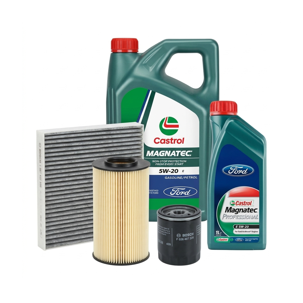 Kit revizie ulei Castrol Magnatec Professional Ford 5W-20 + filtre Ford Kuga 2 2.0 EcoBoost 4x4 230 CP – Bosch