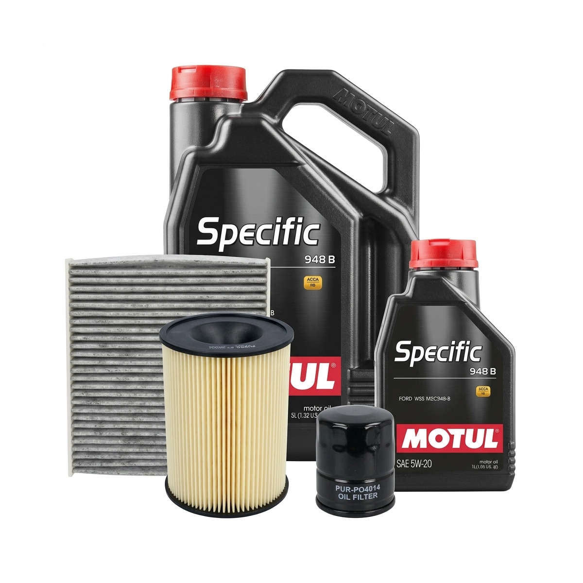 Kit revizie ulei Motul SPECIFIC 948B 5W-20 + filtre Ford Kuga 2 2.0 EcoBoost 4x4 230 CP – PURRO