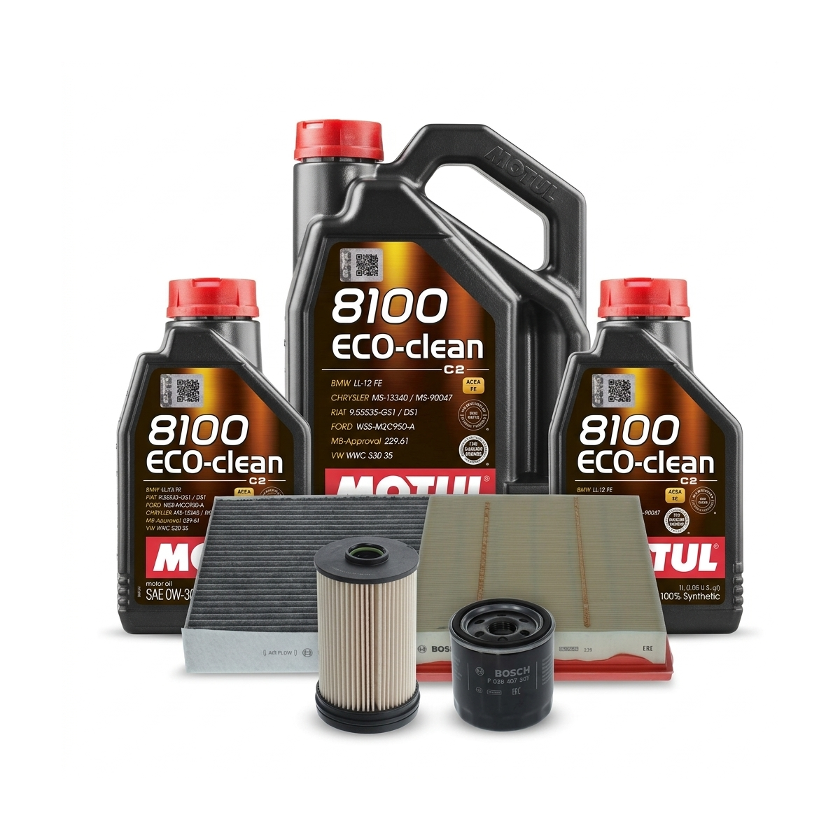 Kit revizie ulei Motul 8100 ECO-CLEAN 0W-30 + filtre Ford Mondeo 5 2.0 EcoBlue 120 CP – Bosch