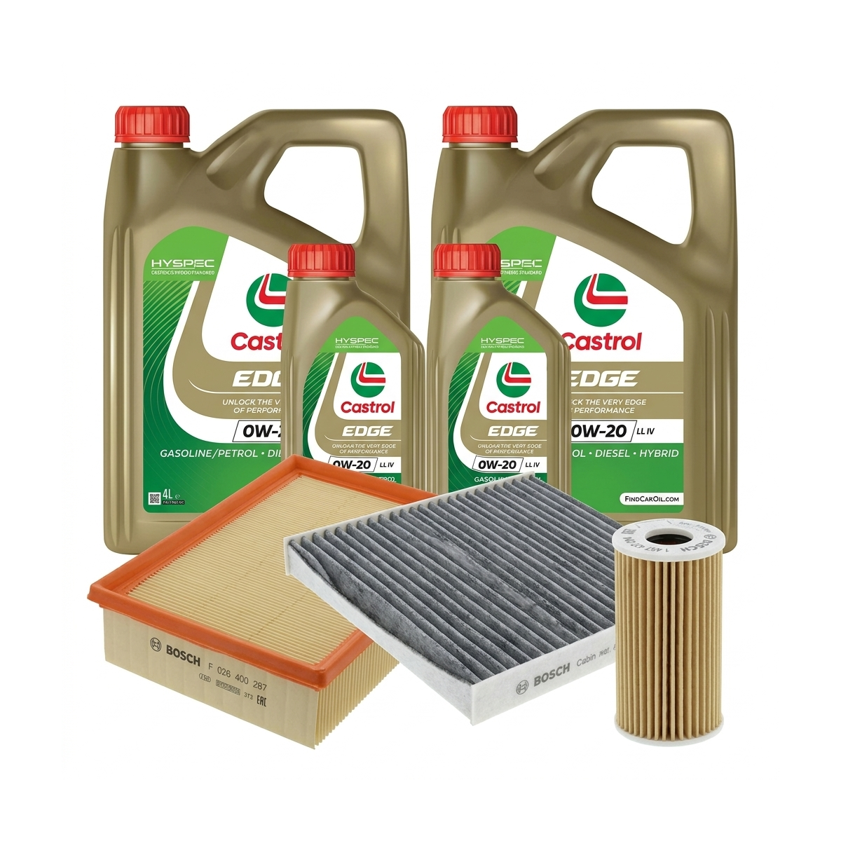 Kit revizie ulei Castrol EDGE 0W-20 LL IV + filtre Skoda Superb 3 2.0 TSI 190 CP – Bosch