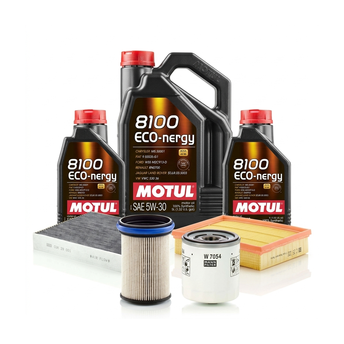 Kit revizie ulei Motul 8100 ECO-NERGY 5W-30 + filtre Ford Mondeo 5 2.0 EcoBlue 190 CP – MANN