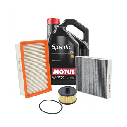 Kit revizie ulei Motul SPECIFIC 17 FE 0W-20 + filtre Dacia Duster HM 1.3 TCe 150 4x4 150 CP – Bosch