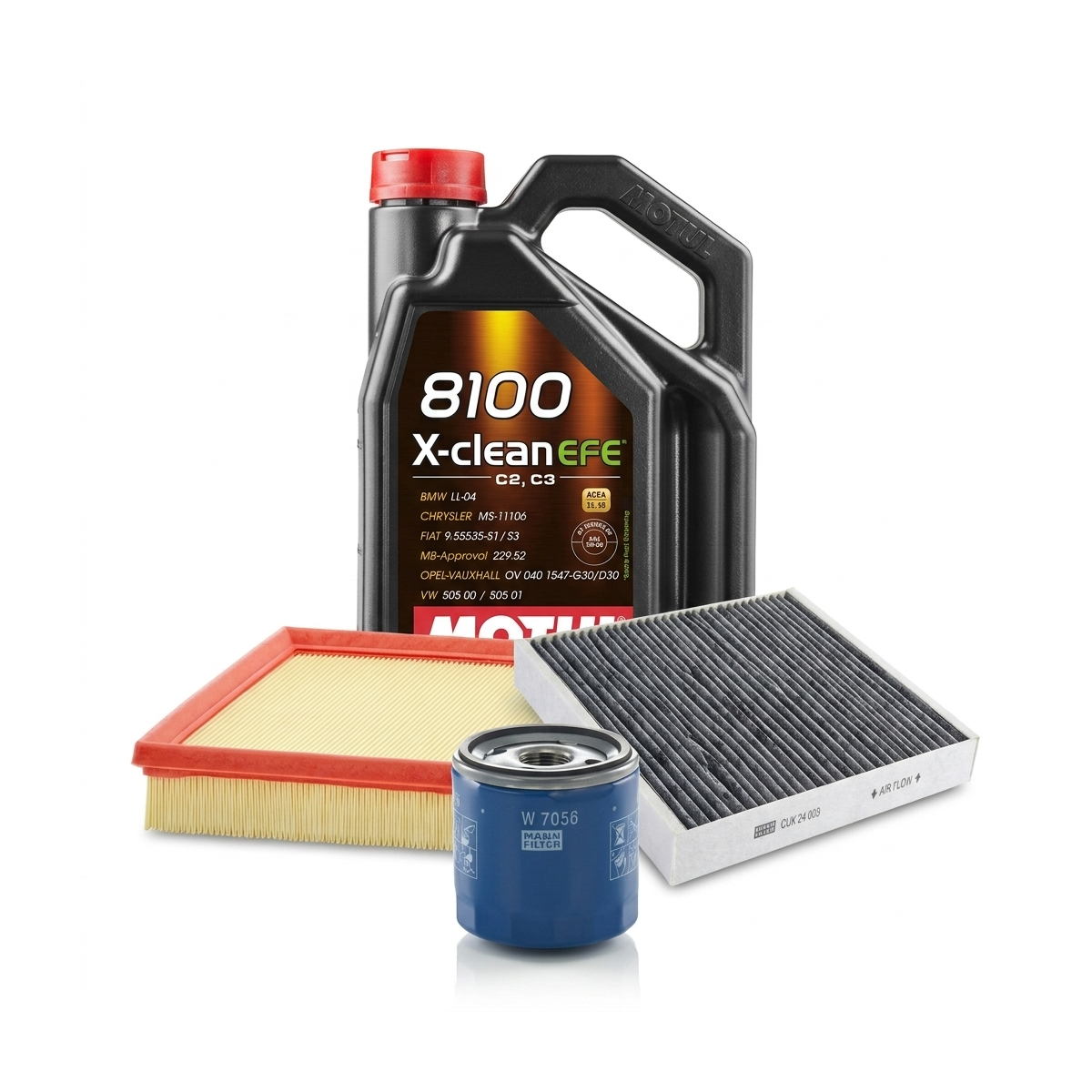 Kit revizie ulei Motul 8100 X-CLEAN EFE 5W-30 + filtre Opel Astra K 1.2 Turbo 145 CP – MANN