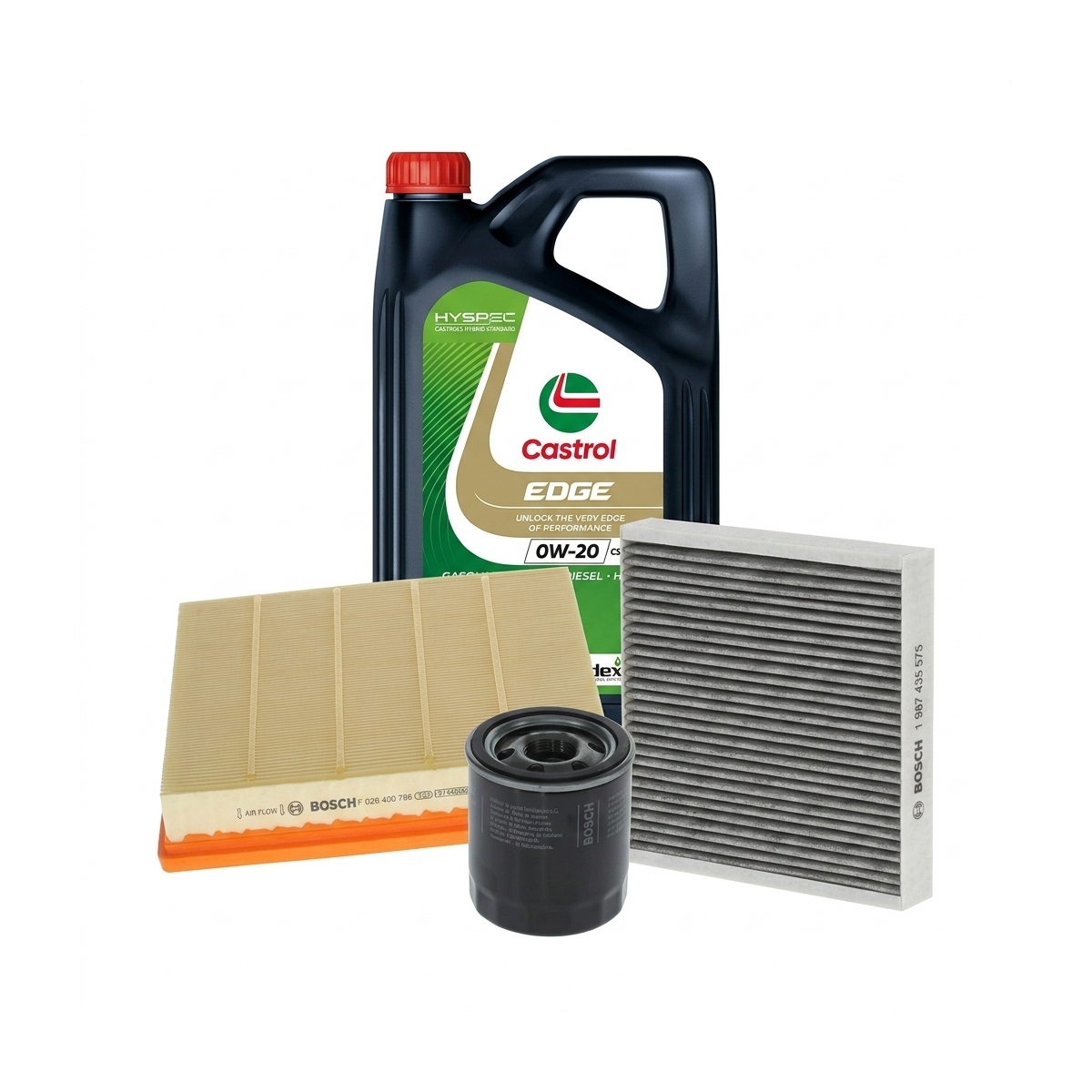 Kit revizie ulei Castrol EDGE 0W-20 C5 + filtre Opel Astra K 1.4 Turbo 145 CP – Bosch