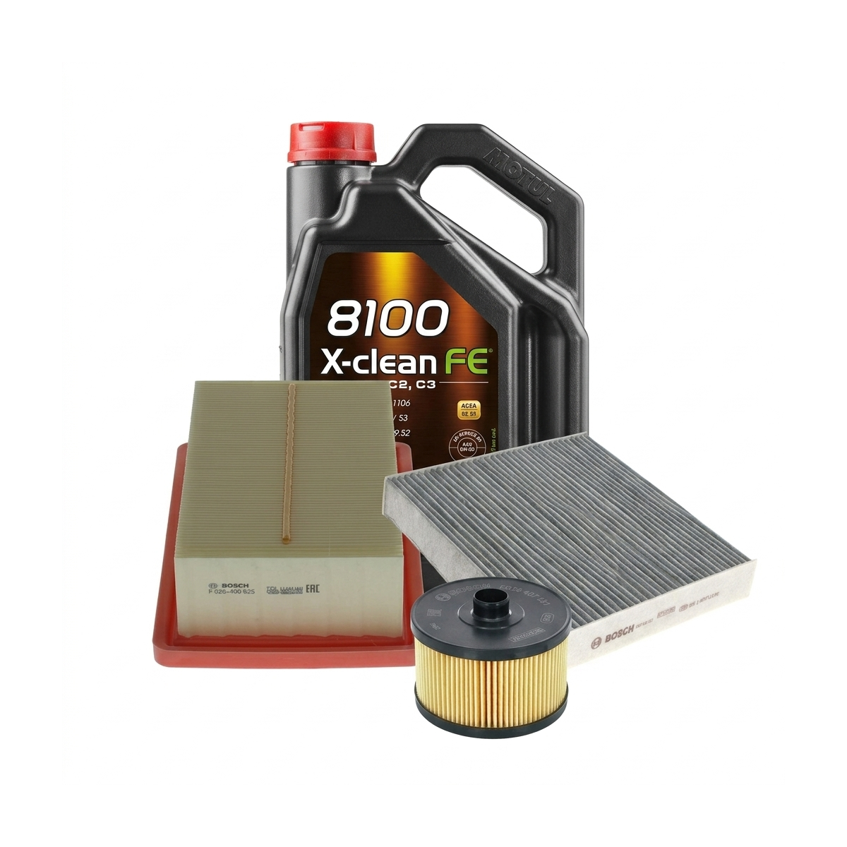 Kit revizie ulei Motul 8100 X-CLEAN FE 5W-30 + filtre Renault Clio 5 1.0 TCe 100 101 CP – Bosch