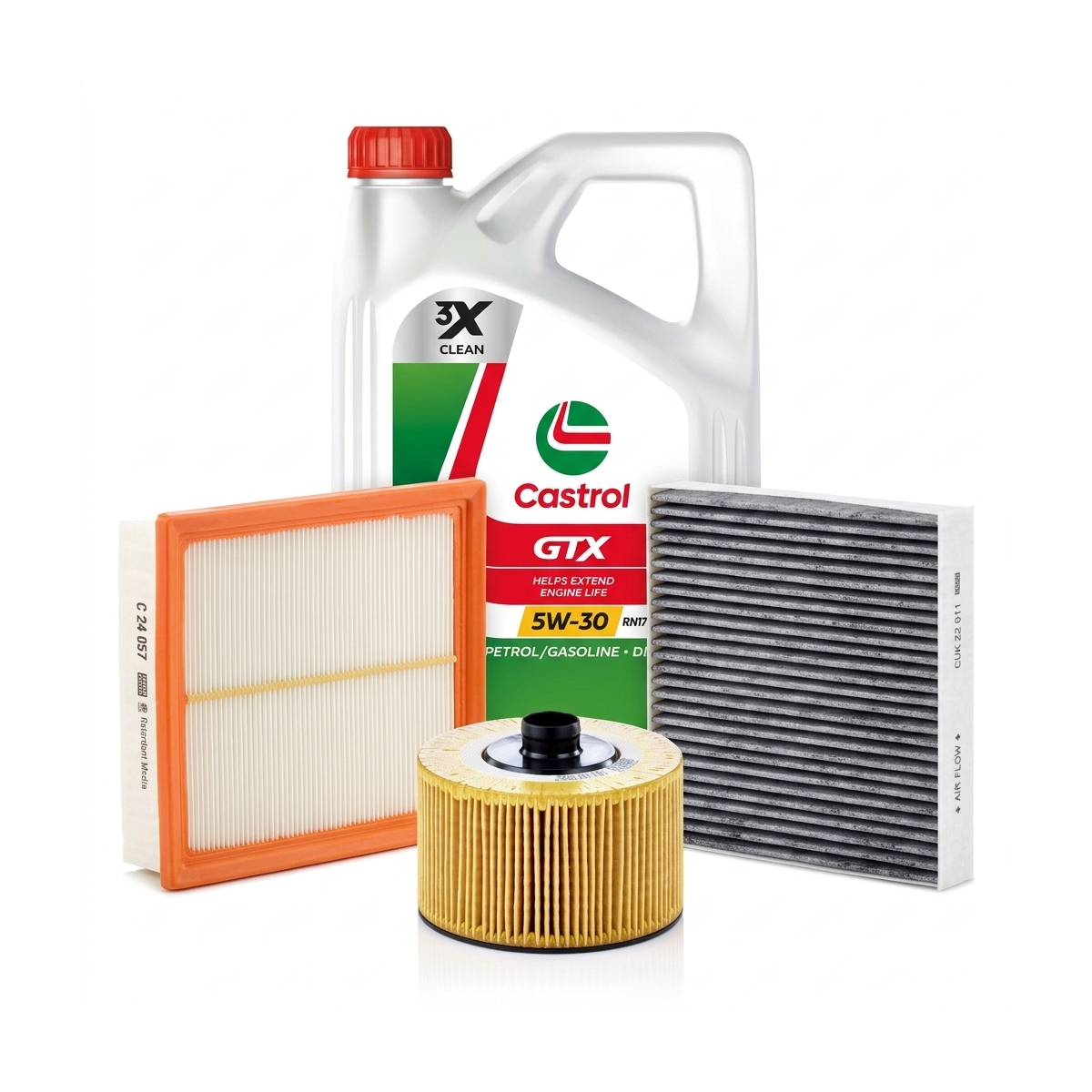 Kit revizie ulei Castrol GTX 5W-30 RN17 + filtre Renault Clio 5 1.0 TCe 100 101 CP – MANN