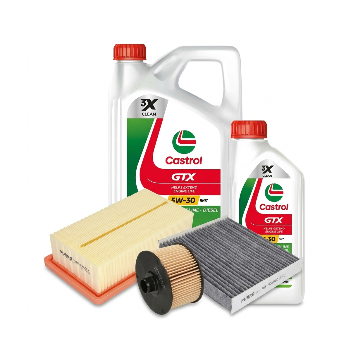 Kit revizie ulei Castrol GTX 5W-30 RN17 + filtre Renault Clio 5 1.3 TCe 130 131 CP – PURRO