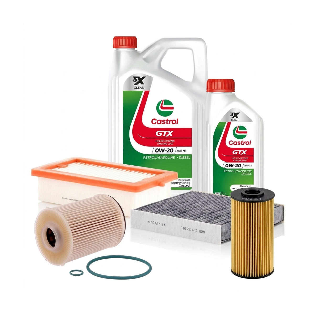 Kit revizie ulei Castrol GTX 0W-20 RN 17 FE + filtre Renault Clio 5 1.5 Blue dCi 86 CP – MANN