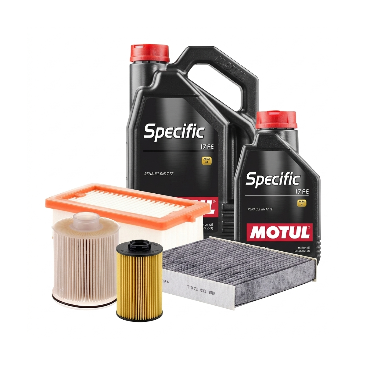 Kit revizie ulei Motul SPECIFIC 17 FE 0W-20 + filtre Renault Clio 5 1.5 Blue dCi 85 86 CP – MANN