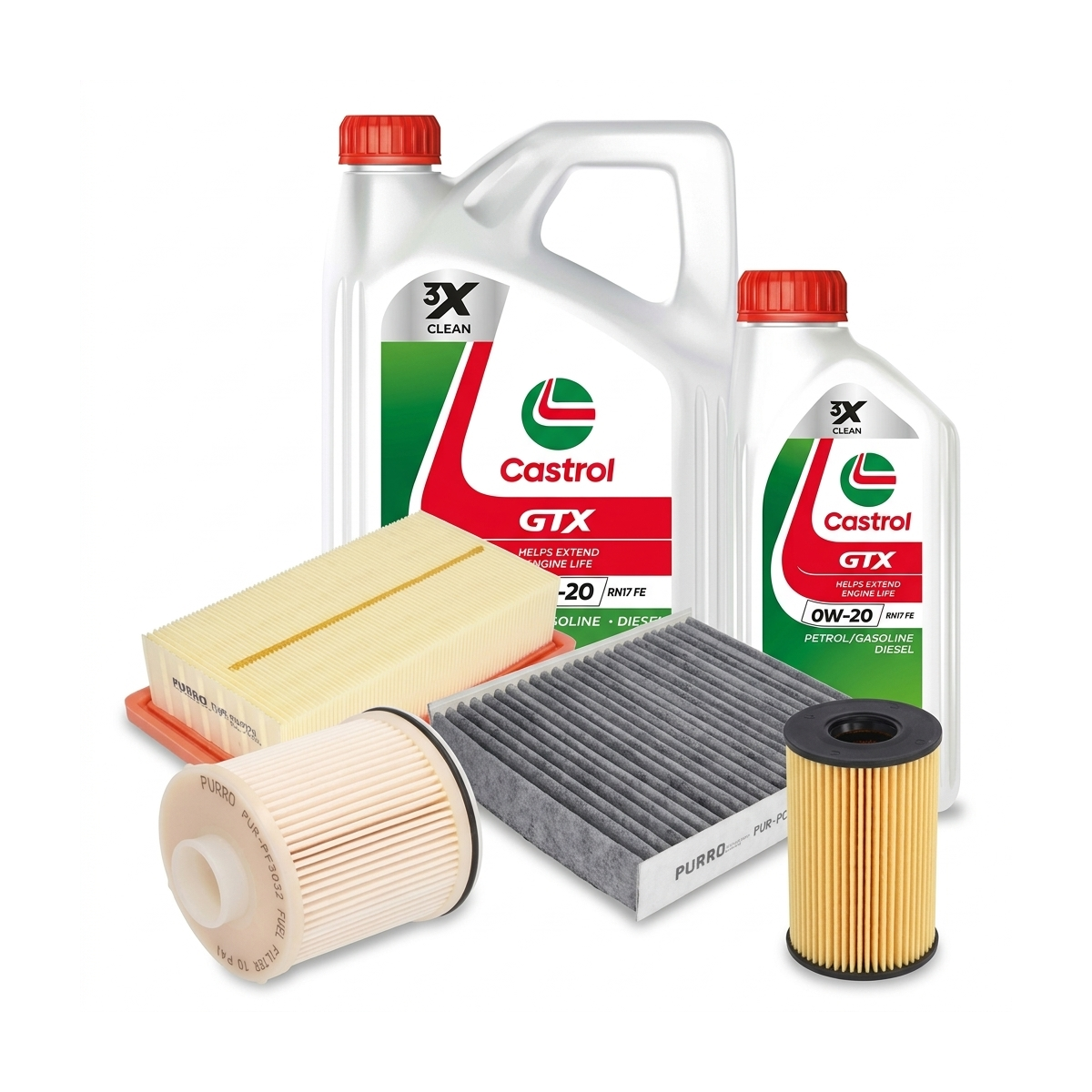 Kit revizie ulei Castrol GTX 0W-20 RN 17 FE + filtre Renault Clio 5 1.5 Blue dCi 86 CP – PURRO