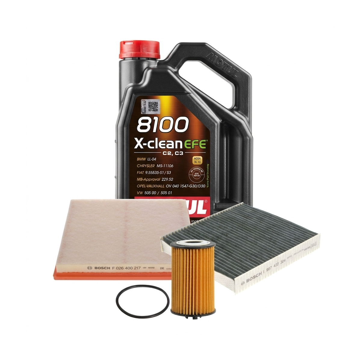 Kit revizie ulei Motul 8100 X-CLEAN EFE 5W-30 + filtre Opel Astra J 1.4 LPG 140 CP – Bosch