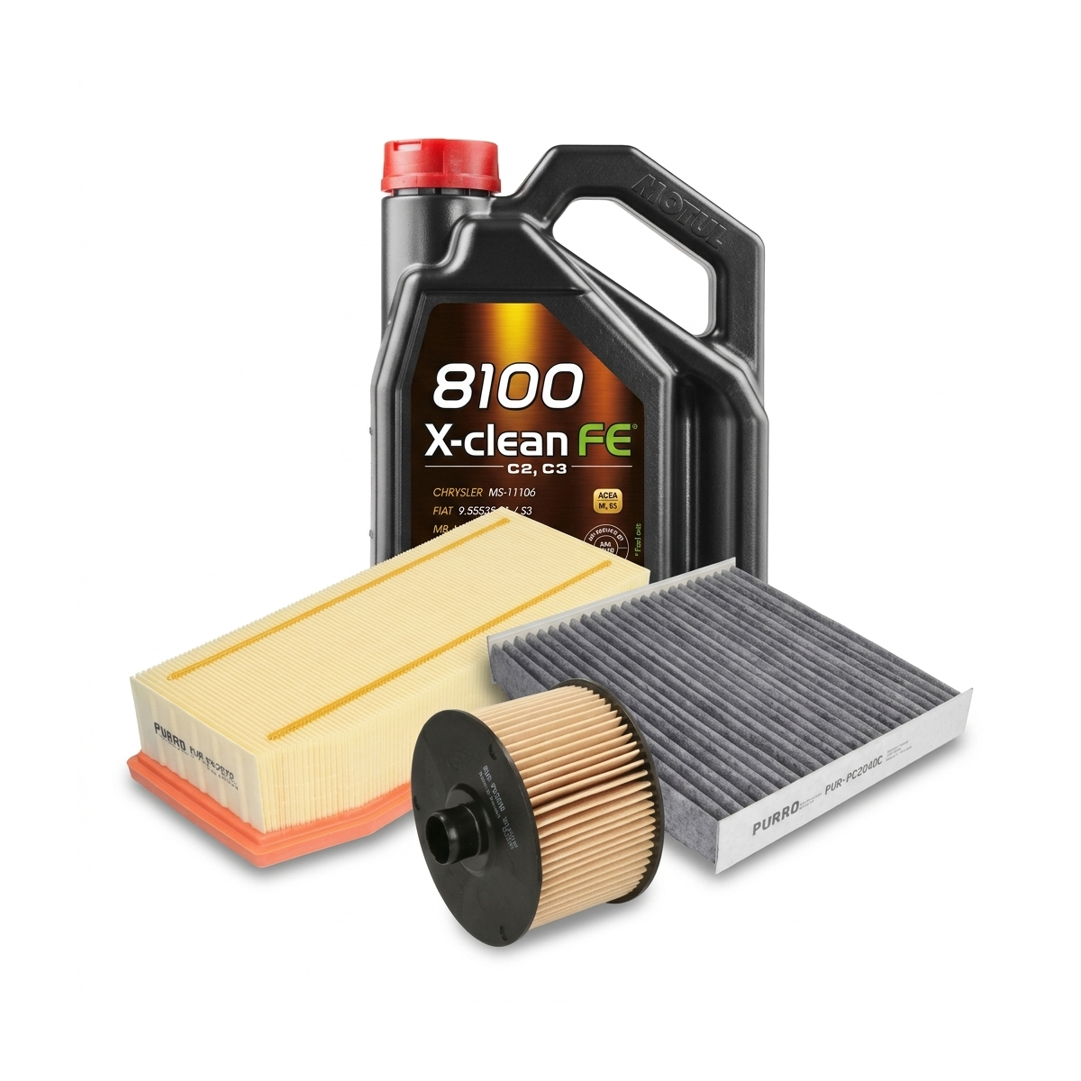 Kit revizie ulei Motul 8100 X-CLEAN FE 5W-30 + filtre Dacia Duster HM 1.0 LPG 101 CP – PURRO
