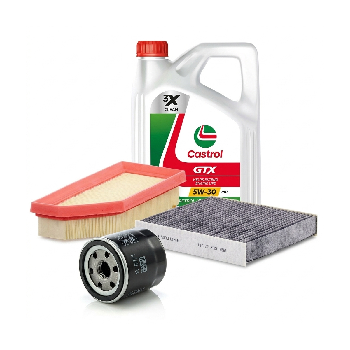Kit revizie ulei Castrol GTX 5W-30 RN17 + filtre Renault Clio 5 1.6 E-TECH 140 CP – MANN