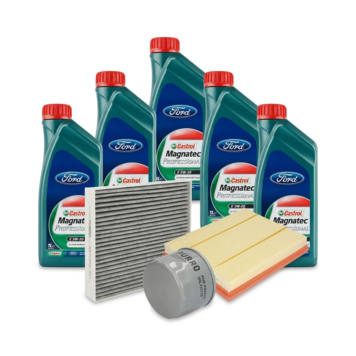 Kit revizie ulei Castrol Magnatec Professional Ford 5W-20 + filtre Ford Focus 4 1.0 EcoBoost mHEV 125 CP – PURRO