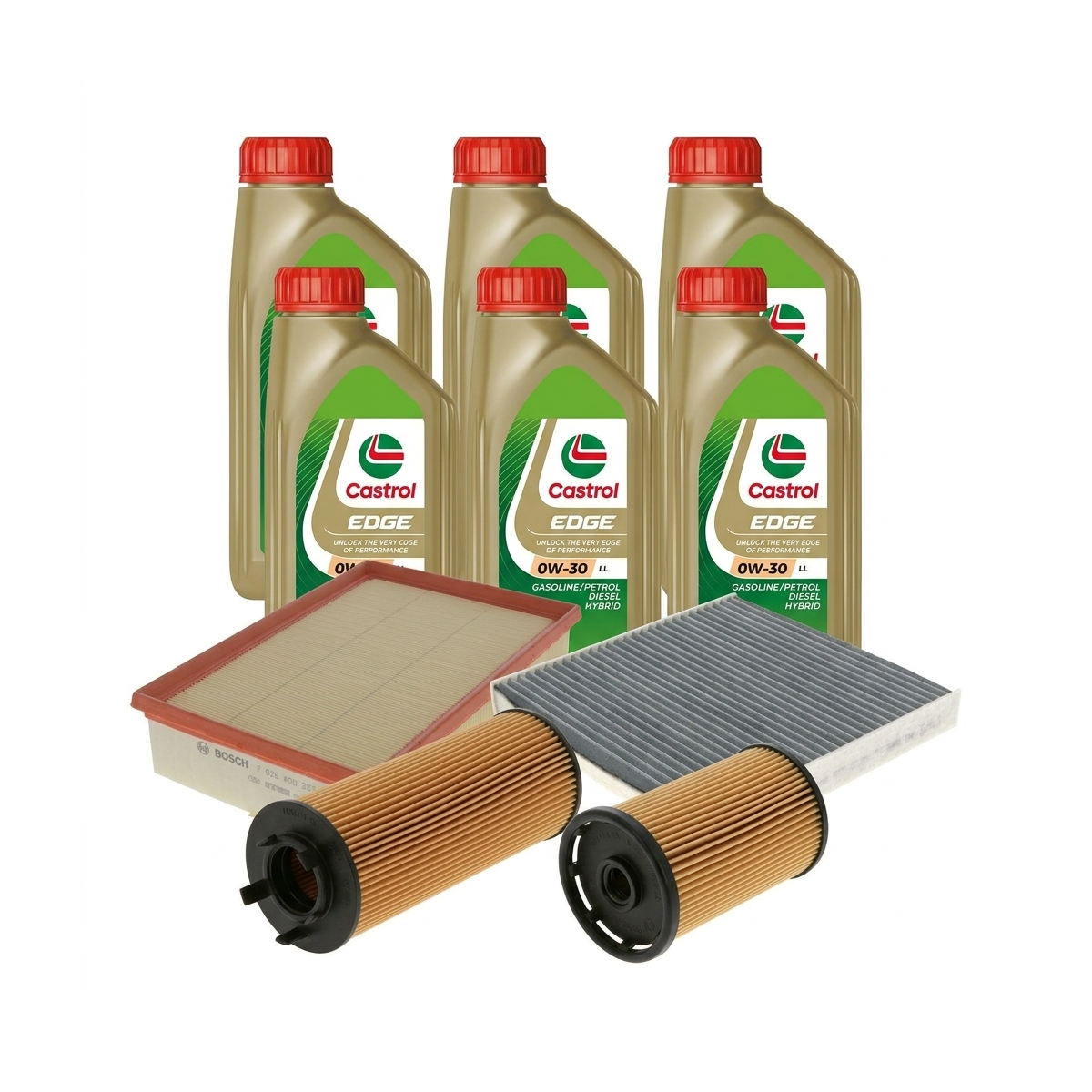 Kit revizie ulei Castrol EDGE 0W-30 LL + filtre Skoda Octavia 4 2.0 TDI RS 4x4 200 CP – Bosch