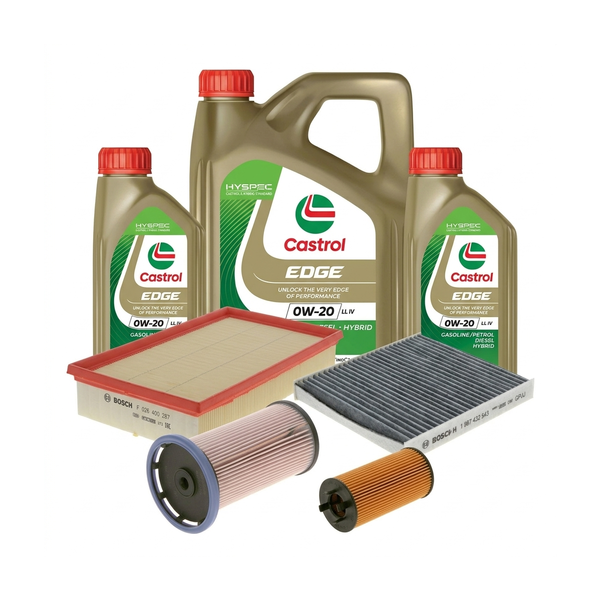 Kit revizie ulei Castrol EDGE 0W-20 LL IV + filtre VW Passat B8 2.0 TDI 122 CP – Bosch