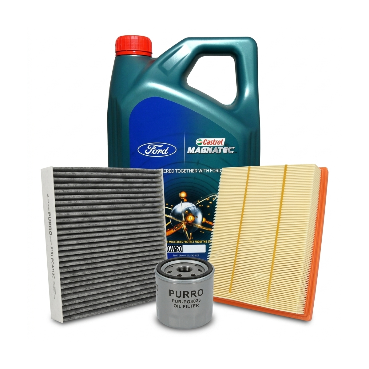 Kit revizie ulei Castrol Ford Magnatec 0W-20 + filtre Ford Focus 4 1.0 EcoBoost mHEV Active 125 CP – PURRO