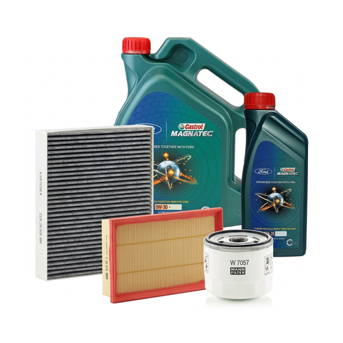 Kit revizie ulei Castrol Ford Magnatec D 0W-30 + Castrol Magnatec Professional Ford 0W-20 + filtre Ford Kuga 3 2.5 FHEV 4x4 190 CP – MANN