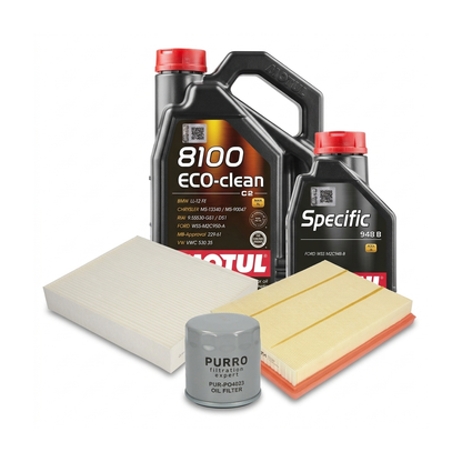 Kit revizie ulei Motul 8100 ECO-CLEAN 0W-30 și 948B 5W-20 + filtre Ford Kuga 3 1.5 EcoBoost 183 CP – PURRO