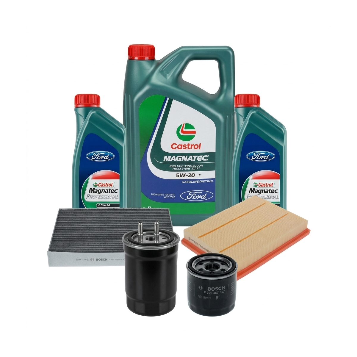 Kit revizie ulei Castrol Magnatec Professional Ford 5W-20 + filtre Ford Kuga 3 2.0 EcoBlue 4x4 150 CP – Bosch