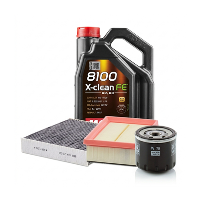 Kit revizie ulei Motul 8100 X-CLEAN FE 5W-30 + filtre Dacia Sandero 3 1.0 SCe 65 67 CP – MANN