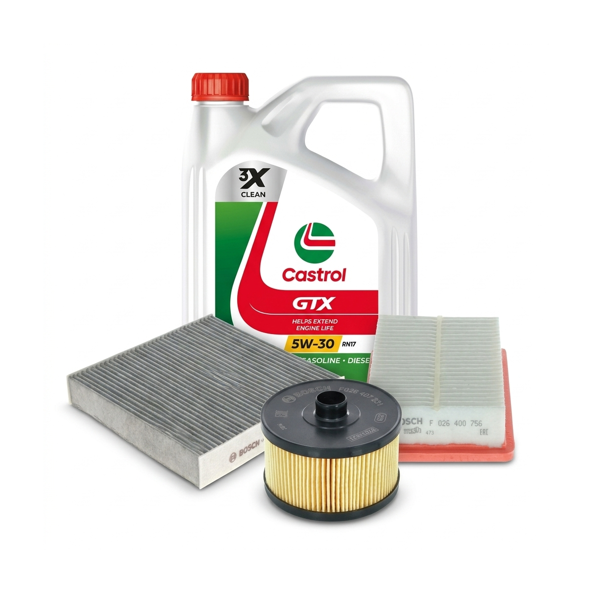 Kit revizie ulei Castrol GTX 5W-30 RN17 + filtre Dacia Sandero 3 1.0 TCe 100 ECO-G 101 CP – Bosch