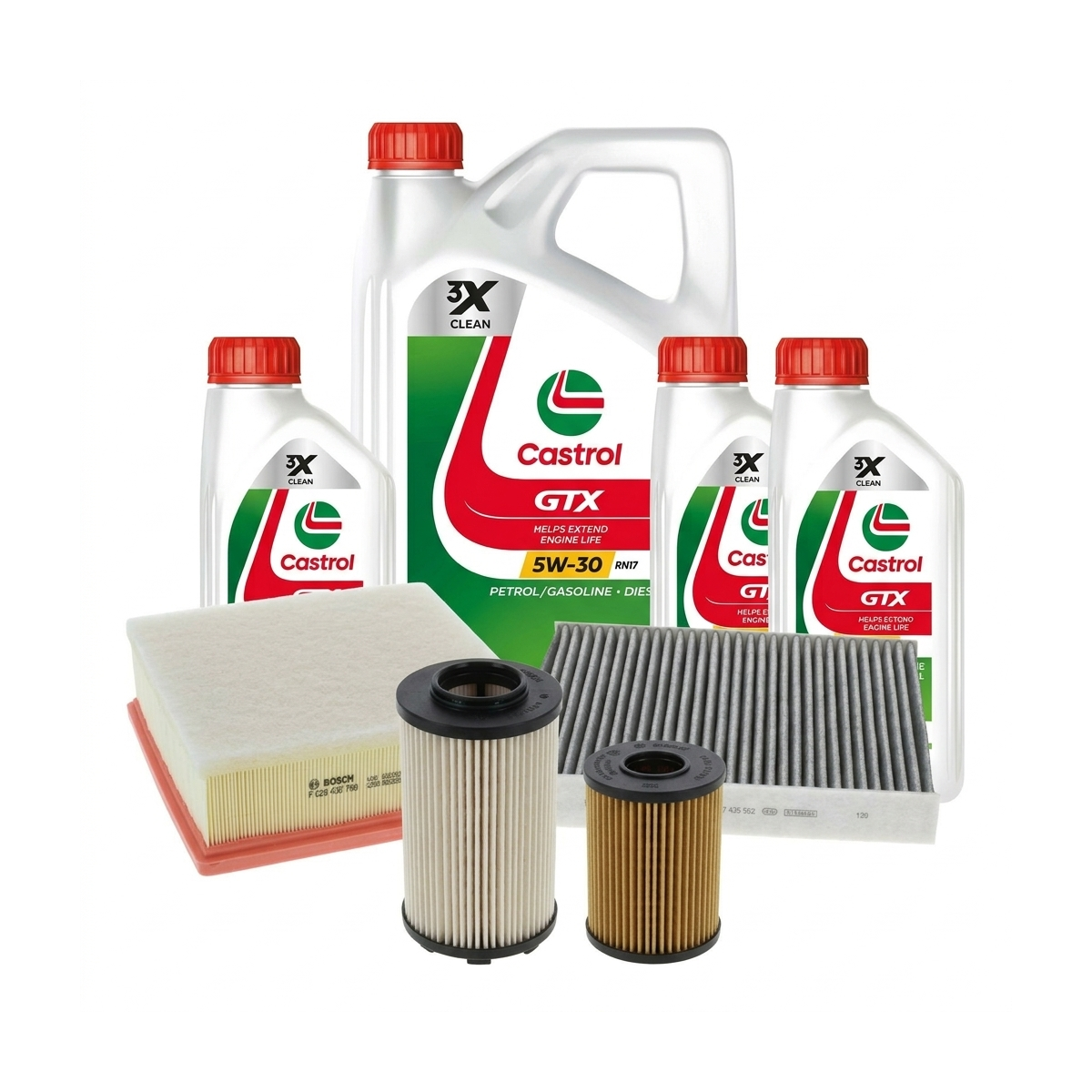Kit revizie ulei Castrol GTX 5W-30 RN17 + filtre Renault Talisman LP 2.0 Blue dCi 190 189 CP – Bosch