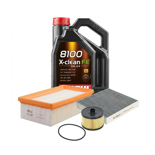 Kit revizie ulei Motul 8100 X-CLEAN FE 5W-30 + filtre Dacia Duster HM 1.0 TCe 90 91 CP – Bosch