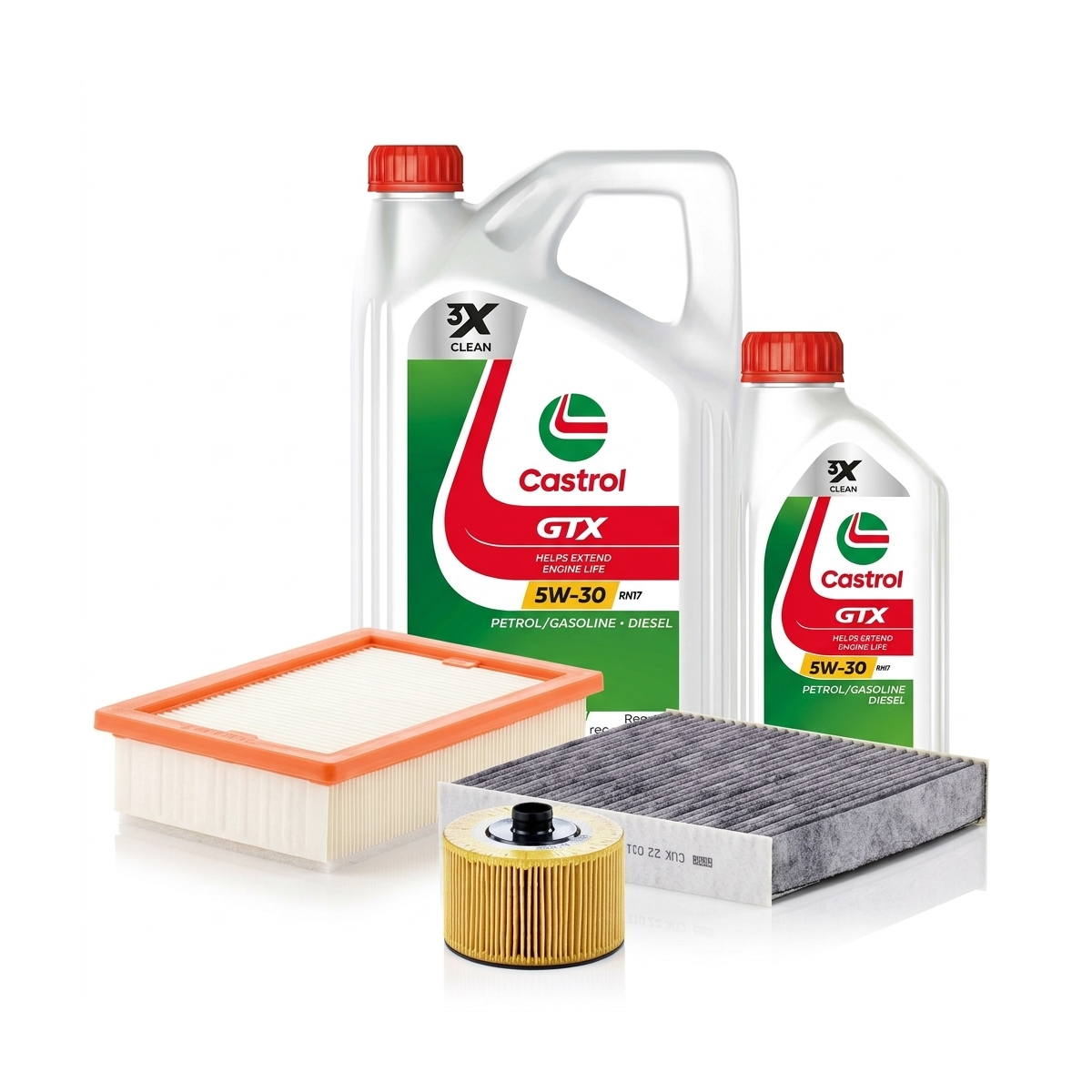 Kit revizie ulei Castrol GTX 5W-30 RN17 + filtre Renault Clio 5 1.3 TCe 140 CP – MANN