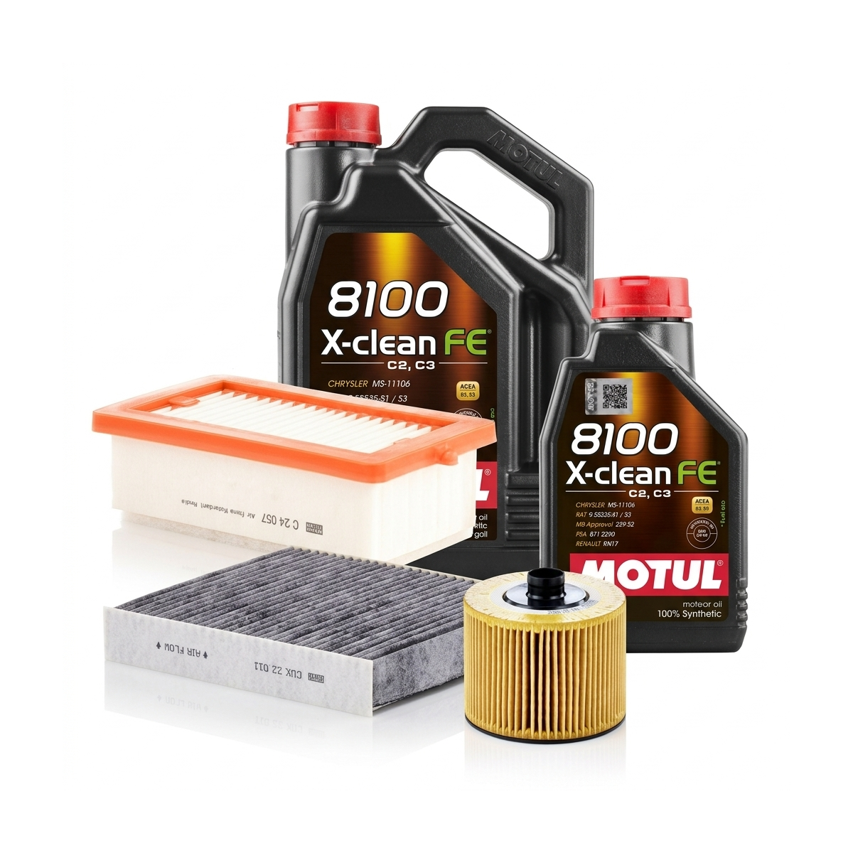 Kit revizie ulei Motul 8100 X-CLEAN FE 5W-30 + filtre Renault Clio 5 1.3 TCe 140 CP – MANN