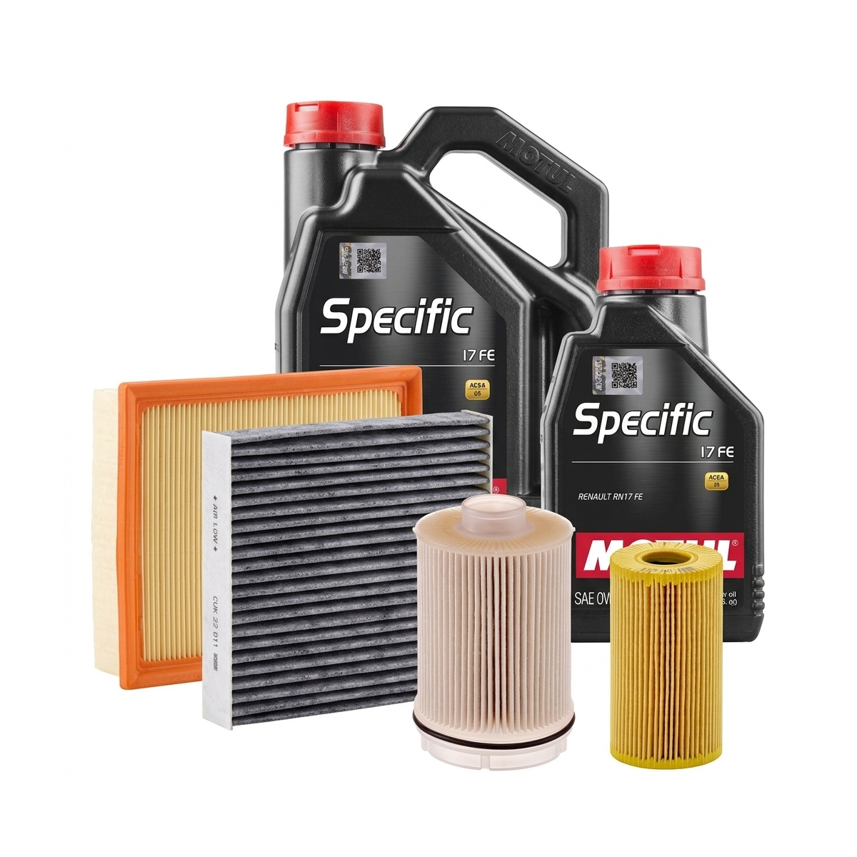 Kit revizie ulei Motul SPECIFIC 17 FE 0W-20 + filtre Renault Clio 5 1.5 Blue dCi 100 101 CP – MANN