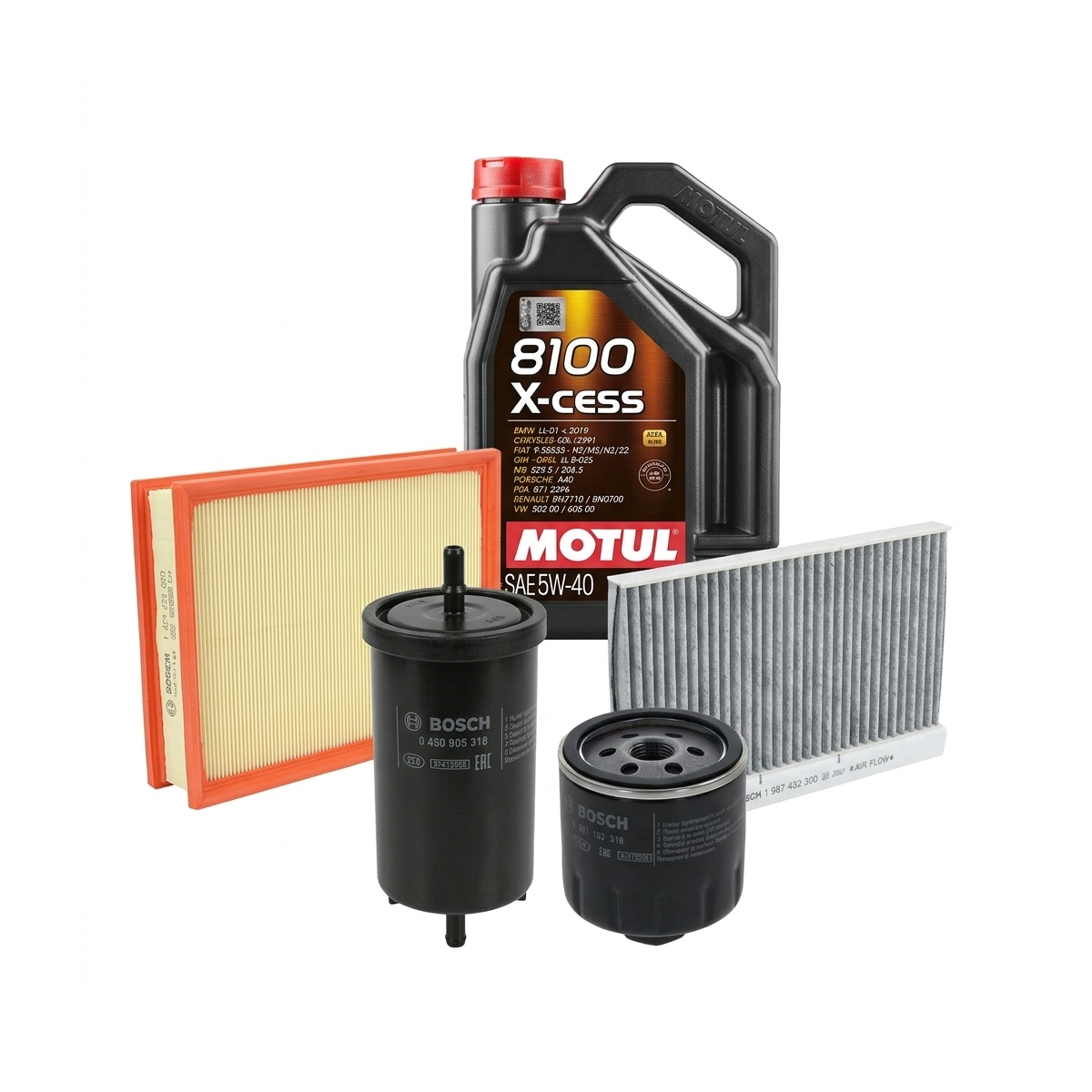 Kit revizie ulei Motul 8100 X-CESS 5W-40 + filtre VW Golf 4 1.6 16V 105 CP – Bosch