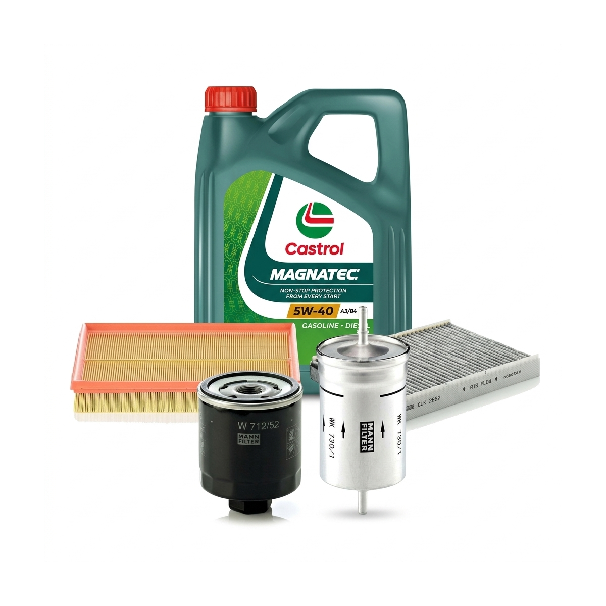 Kit revizie ulei Castrol MAGNATEC 5W-40 A3/B4 + filtre VW Golf 4 1.6 16V 105 CP – MANN