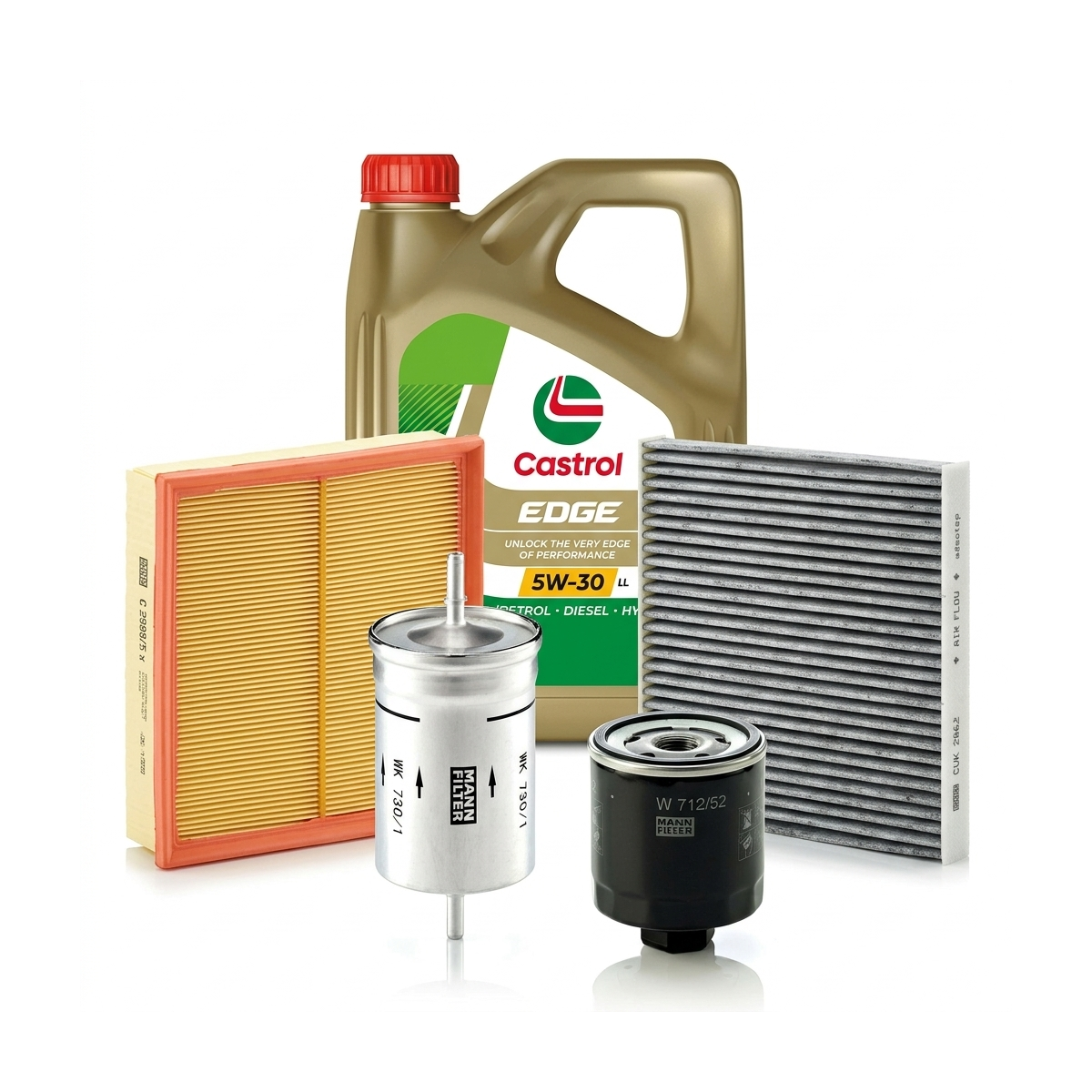 Kit revizie ulei Castrol EDGE 5W-30 LL + filtre VW Golf 4 1.6 16V 105 CP – MANN