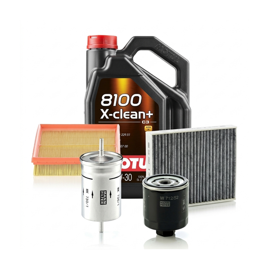 Kit revizie ulei Motul 8100 X-CLEAN+ 5W-30 + filtre VW Golf 4 1.6 16V 105 CP – MANN
