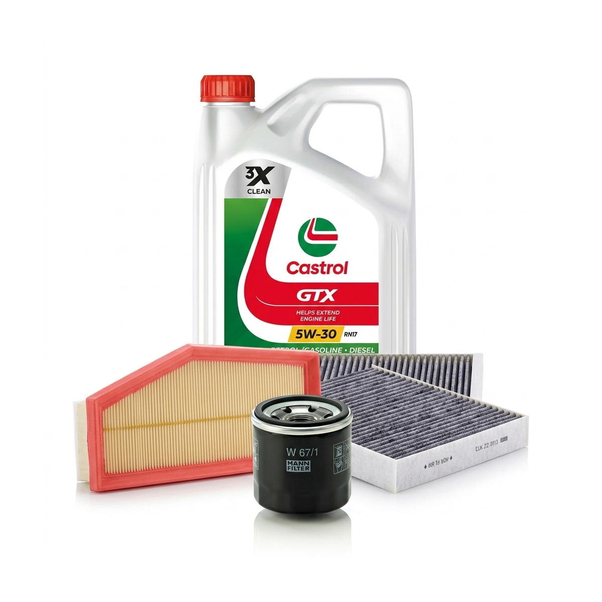Kit revizie ulei Castrol GTX 5W-30 RN17 + filtre Renault Clio 5 1.6 E-TECH 145 – MANN